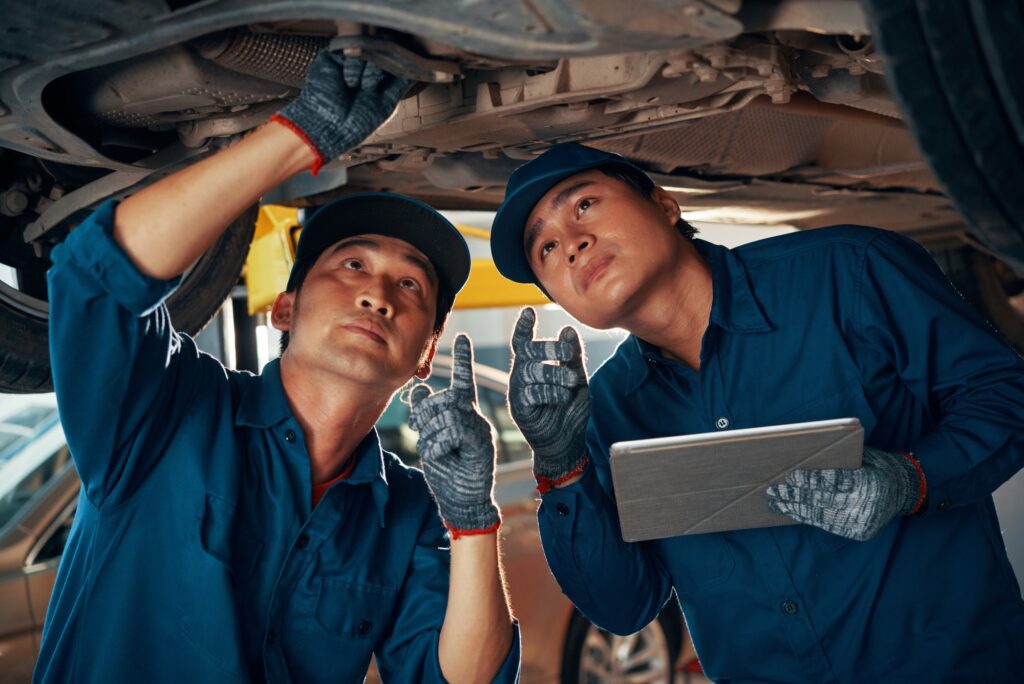 Front car suspension inspection